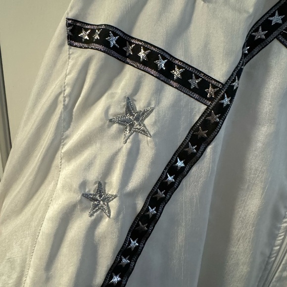 Lavon 80’s Silver & Black Shiny Embroidered Star Bomber Jacket Windbreaker LG - Picture 5 of 15
